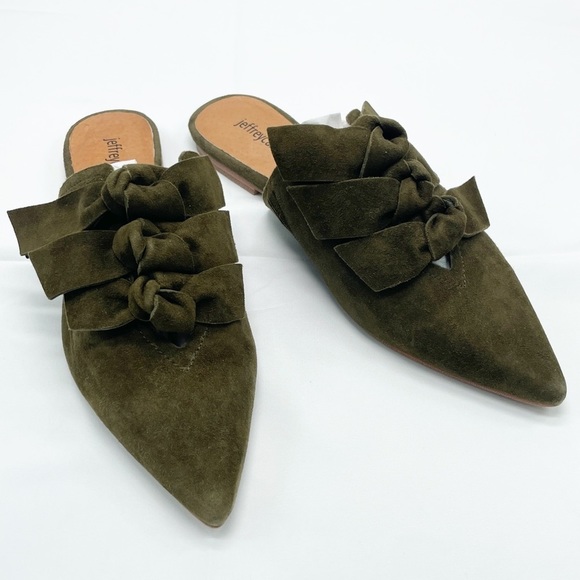 Jeffrey Campbell Shoes - JEFFREY CAMPBELL Anthro Charly Suede Olive Slides 8